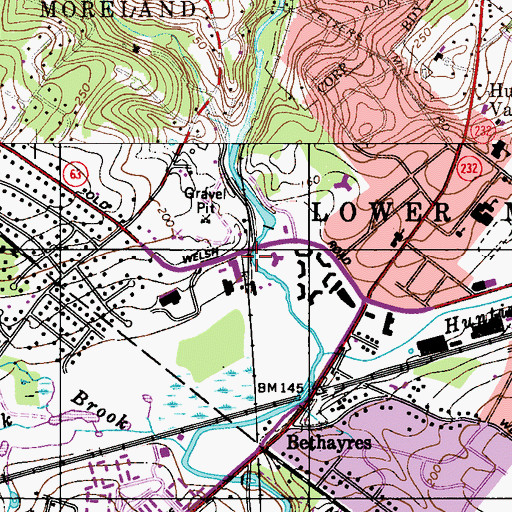 Topographic Map of Huntingdon Valley Station, PA