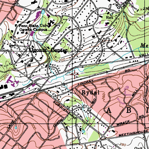 Topographic Map of Valley Park, PA