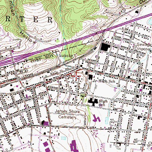 Topographic Map of Jersey Shore Area Senior High School, PA