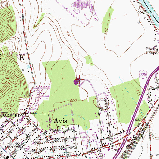 Topographic Map of Avis Elementary School, PA