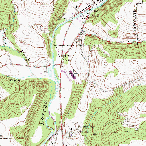 Topographic Map of Salladasburg Elementary School, PA