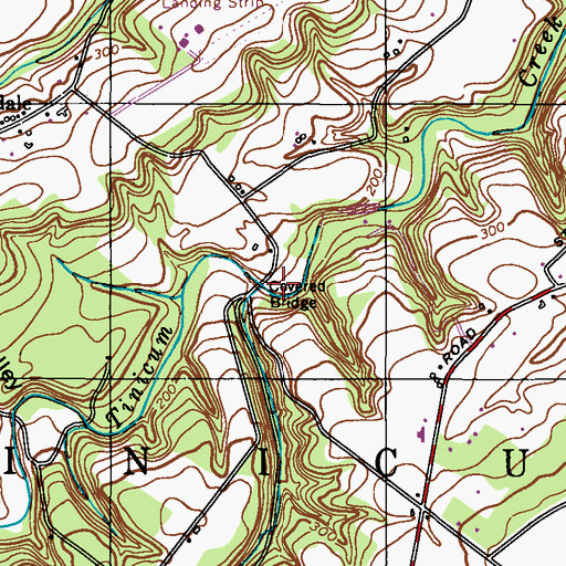 Topographic Map of Frankenfield Covered Bridge, PA