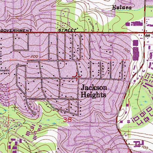 Topographic Map of Jackson Heights, AL