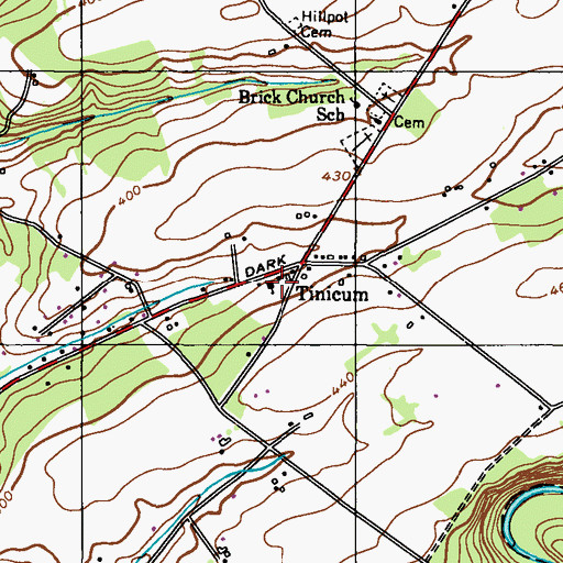 Topographic Map of Tinicum Lutheran Church, PA
