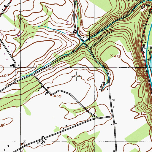 Topographic Map of Four Brooks Church, PA