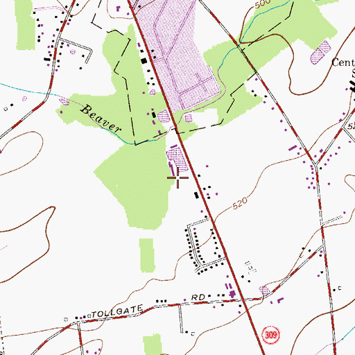 Topographic Map of Village Center Shopping Center, PA