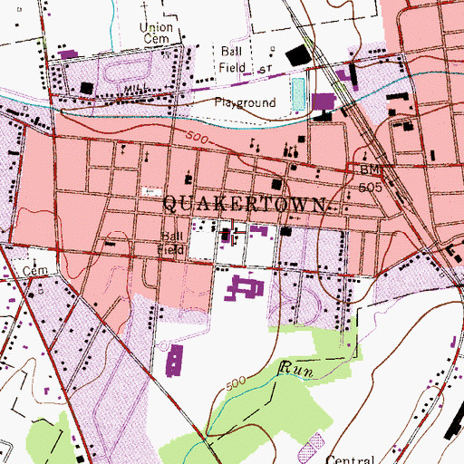Topographic Map of Quakertown Elementary School, PA