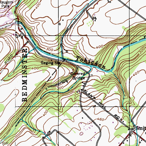 Topographic Map of Cabin Run Covered Bridge, PA