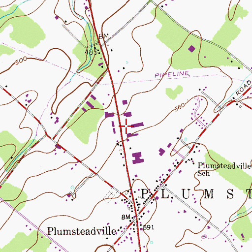 Topographic Map of Plumsteadville Industrial Park, PA