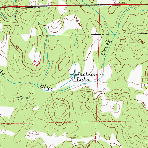Topographic Map of Jackson Lake, AL