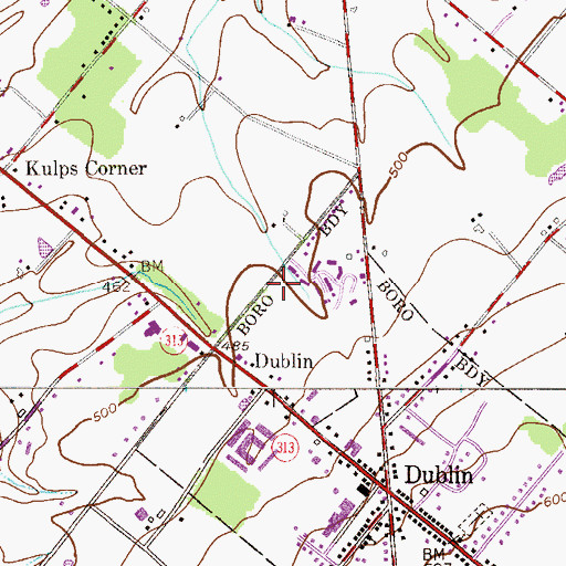 Topographic Map of Dublin Acres, PA