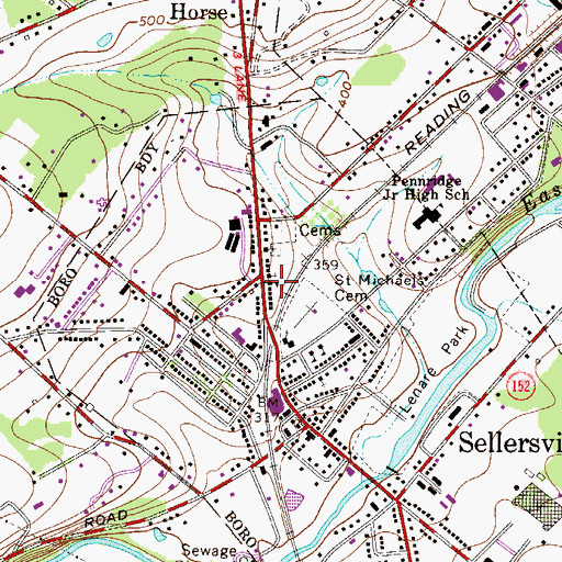 Topographic Map of Saint Agnes - Sacred Heart School, PA