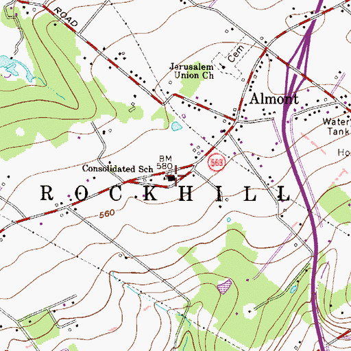 Topographic Map of Upper Bucks Christian School, PA