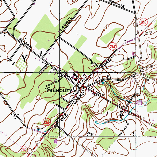 Topographic Map of New Hope Solebury Elementary School, PA