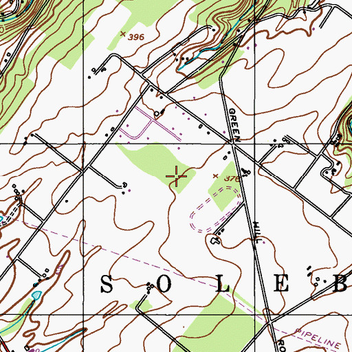 Topographic Map of Carvers Ridge, PA