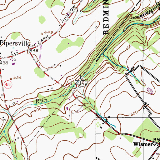 Topographic Map of Loux Covered Bridge, PA