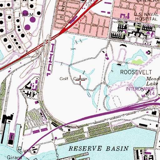 Topographic Map of F D Roosevelt Golf Course, PA