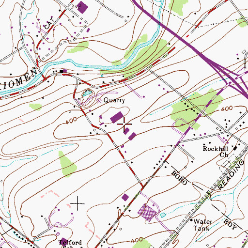 Topographic Map of Rockhill Industrial Park, PA
