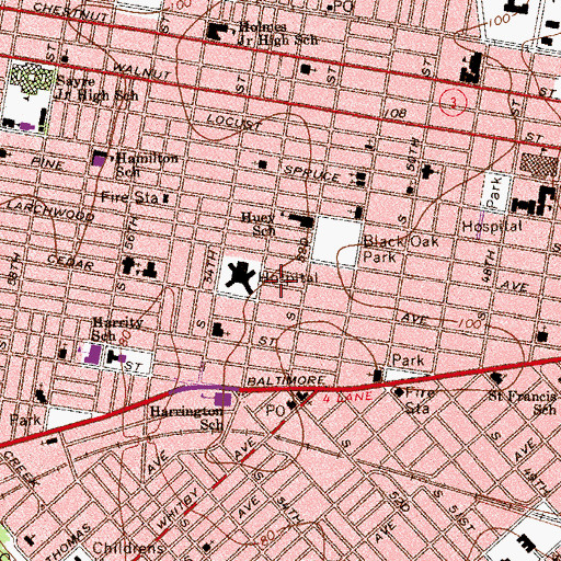 Topographic Map of Misericordia Hospital, PA