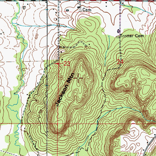 Topographic Map of Jackson Mountain, AL