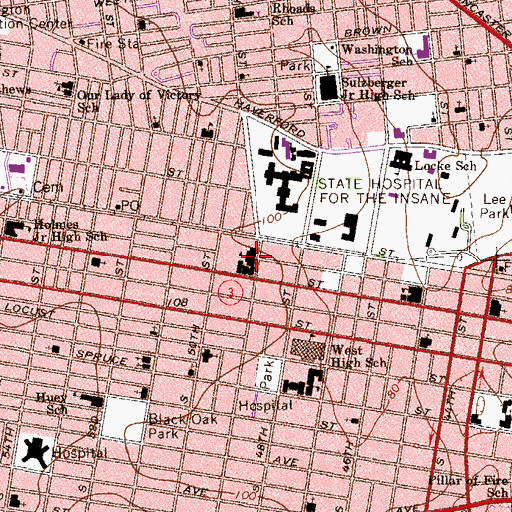 Topographic Map of West Philadelphia Boys Catholic High School, PA