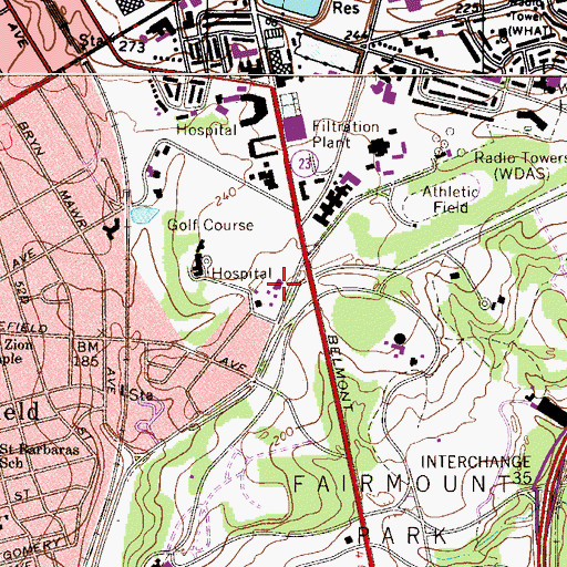 Topographic Map of Edwin Forrest Home, PA
