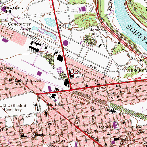 Topographic Map of Leidy Elementary School, PA