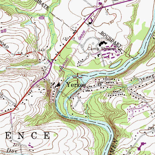Topographic Map of Yerkes Station, PA