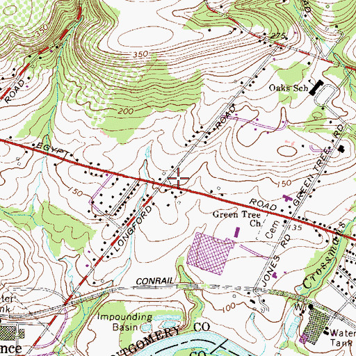 Topographic Map of Green Tree Cemetery, PA