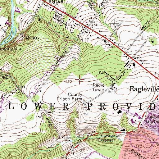 Topographic Map of Montgomery County Prison Farm, PA