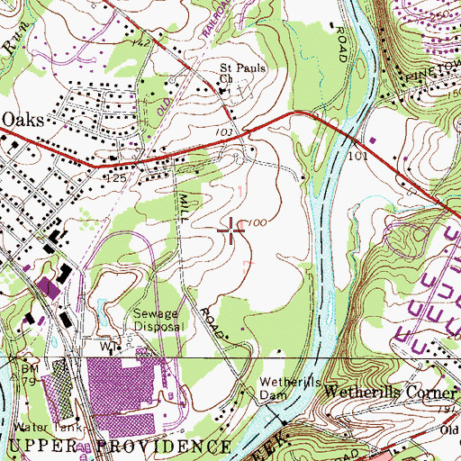 Topographic Map of Lower Perkiomen Valley County Park, PA