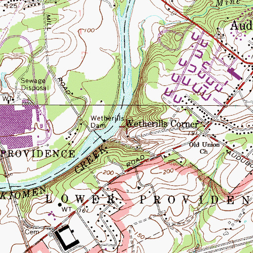 Topographic Map of Home of John Audubon, PA