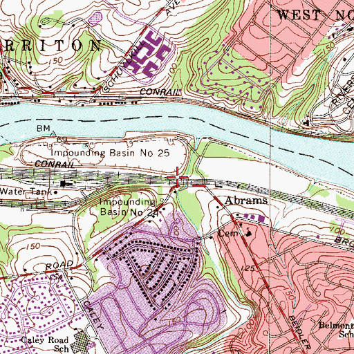 Topographic Map of Abrams Station, PA
