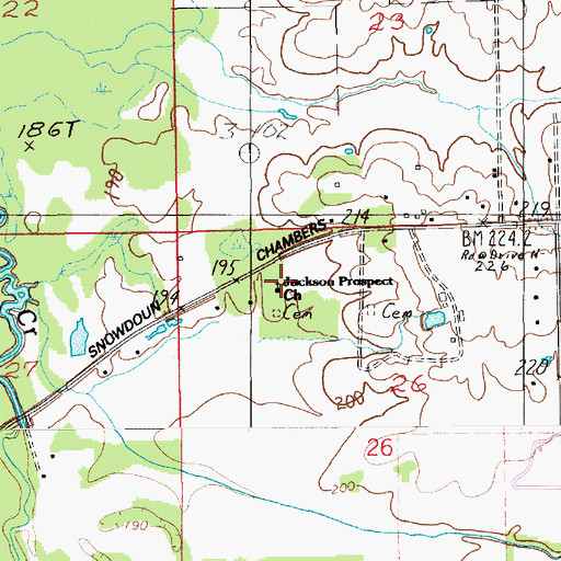 Topographic Map of Jackson Prospect Church, AL