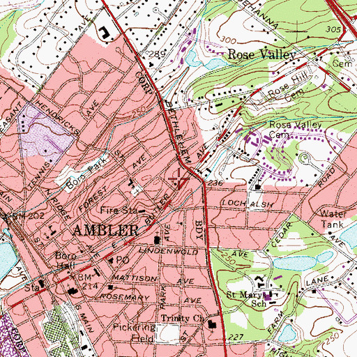 Topographic Map of Ambler Church of the Brethren, PA