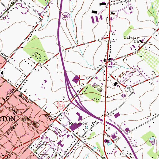 Topographic Map of Hilltown Shopping Center, PA