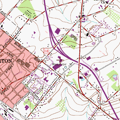 Topographic Map of County Line Shopping Center, PA
