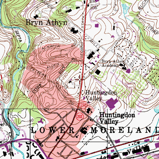 Topographic Map of Memorial Baptist Church, PA