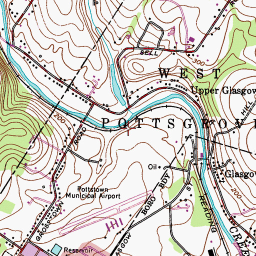 Topographic Map of Pottstown Airport Industrial Park, PA