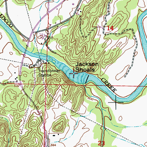 Topographic Map of Jackson Shoals, AL