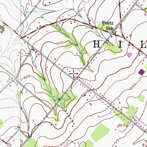 Topographic Map of Show Place Estates, PA