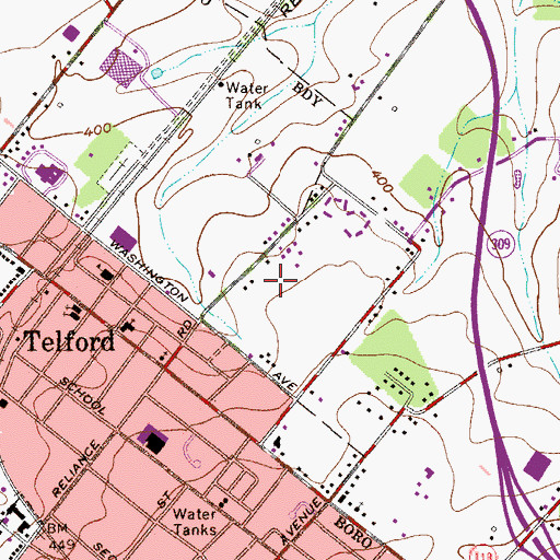 Topographic Map of Green Meadows, PA