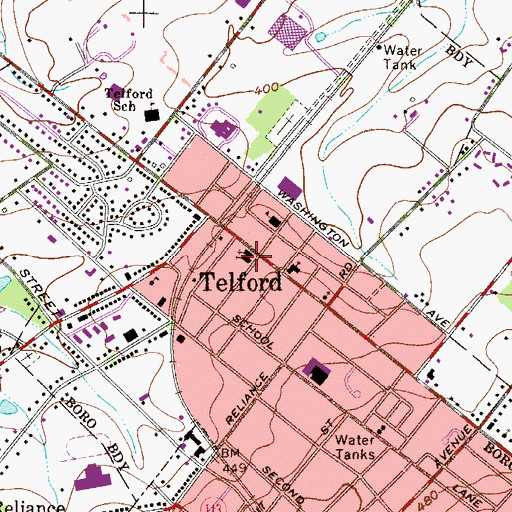 Topographic Map of Saint Pauls Lutheran Church, PA