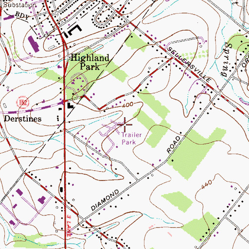 Topographic Map of Quiet Acres Mobile Home Park, PA