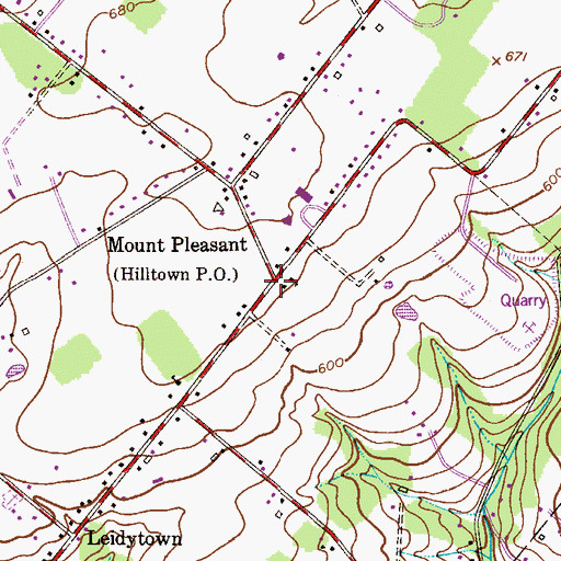 Topographic Map of Hilltown, PA