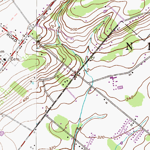 Topographic Map of Fricks, PA