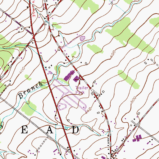 Topographic Map of Valley View Mobile Home Park, PA