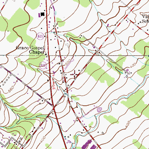 Topographic Map of Curley Hill Acres, PA