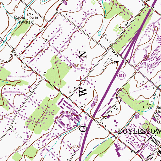 Topographic Map of Olde Colonial Greene, PA