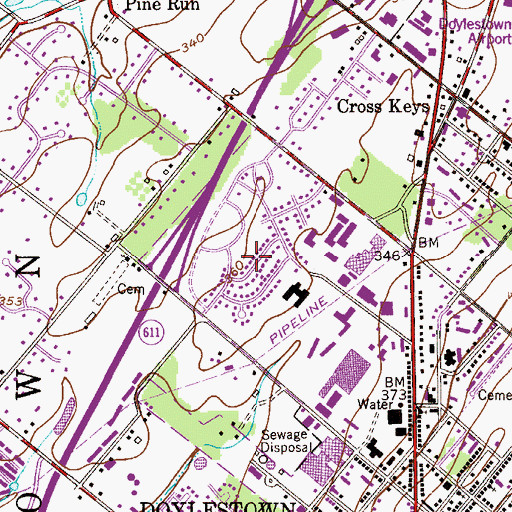 Topographic Map of Sandy Ridge Acres, PA